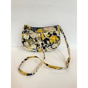 Vera Bradley Night and Day Quilted Floral Crossbody Bag Yellow Black White Small